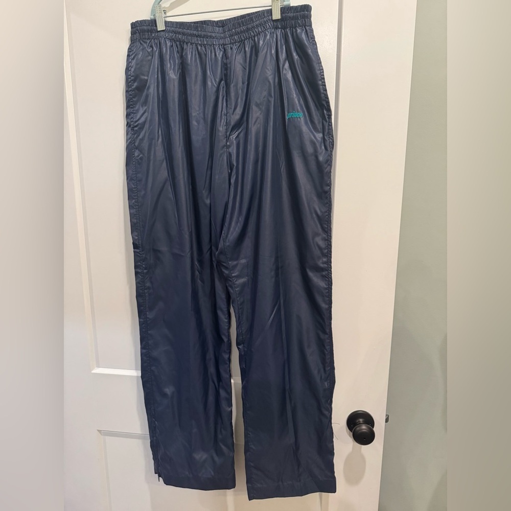 Vintage Prince tennis windbreaker pants navy with pockets